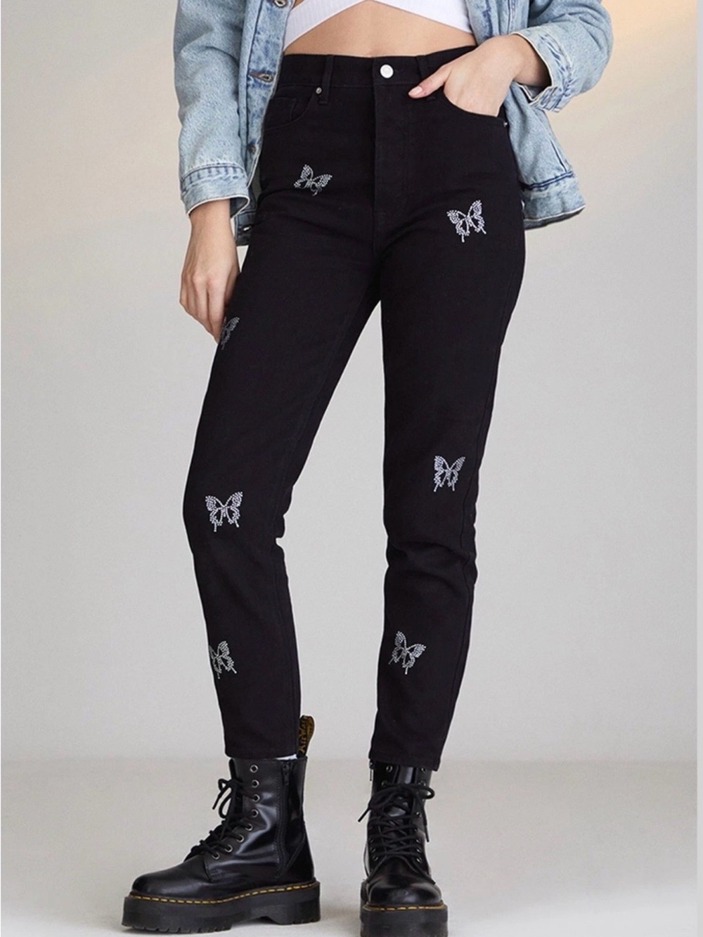 PacSun Butterfly Ultra High Slim Black Denim Jeans Womens